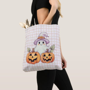 Söta spöken Häxhattar Guldglitter Halloween Tygkasse