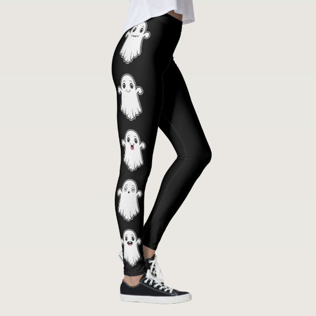 Söta spöken med olika uttryck Halloween Leggings (Höger)