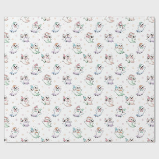 Söta spöken med slips och hattar Halloween Presentpapper