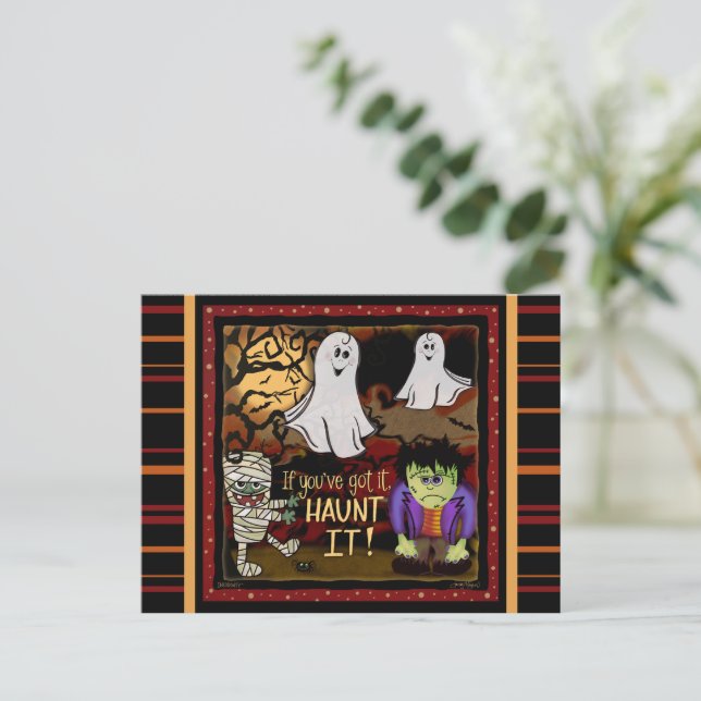 Söta spöken och monster kuslig Halloween Vykort (Stående Fram)