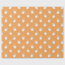 Söta spöken Orange Halloween-mönster Presentpapper