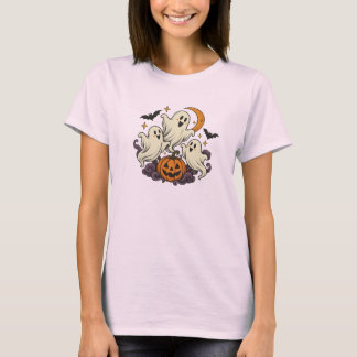 Söta spöken Pumpa Halloween Rosa Damtröja T Shirt