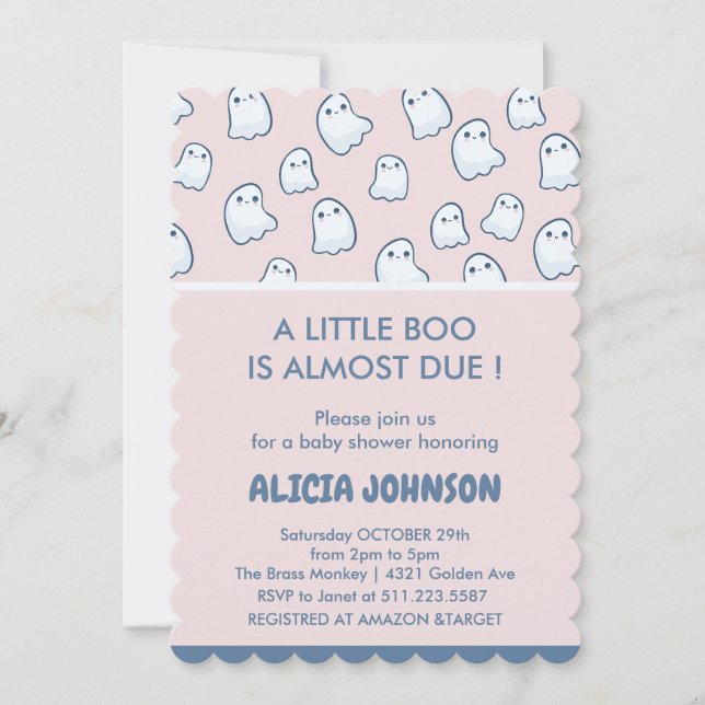 Söta spöken rosa Halloween Inbjudningar (Framsida)