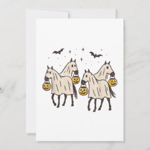 Söta spökhästar Halloween bus eller godis  Inbjudningar