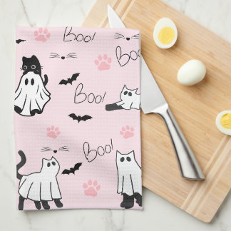 Söta spökkatten Halloween Kökshandduk