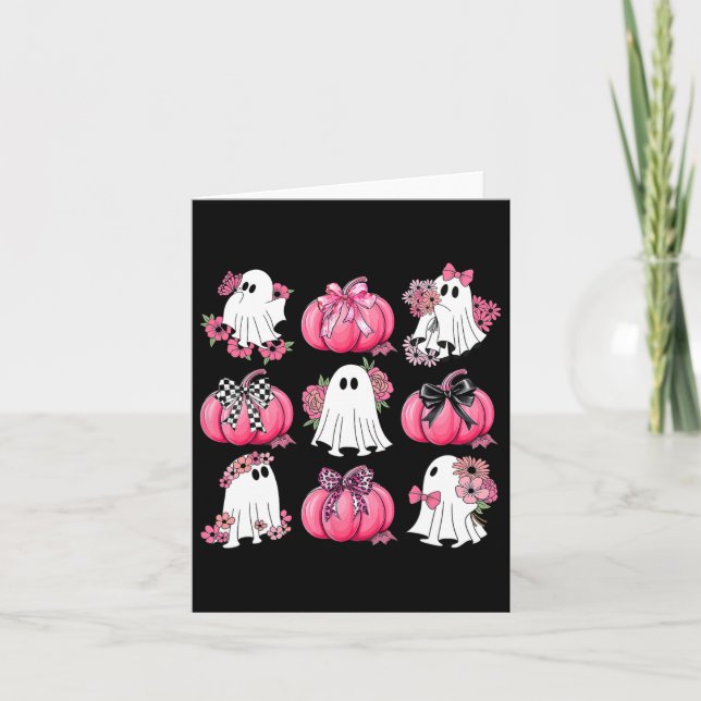 Söta spöklika blommor Rosa Coquette slingor pumpor Kort (Framsida)