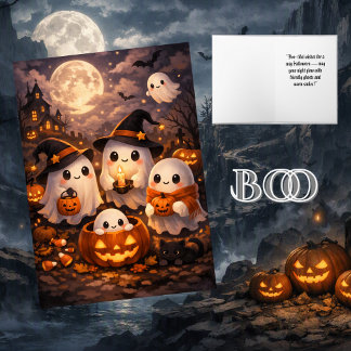 Söta spöklika estetik spöken Halloween Kort