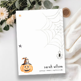 Söta spöklika halloween-pumpa spindelnät stjärnor anteckningskort