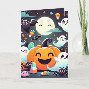 Söta spökpumpor Halloween anpassad höjtidskort Helgkort