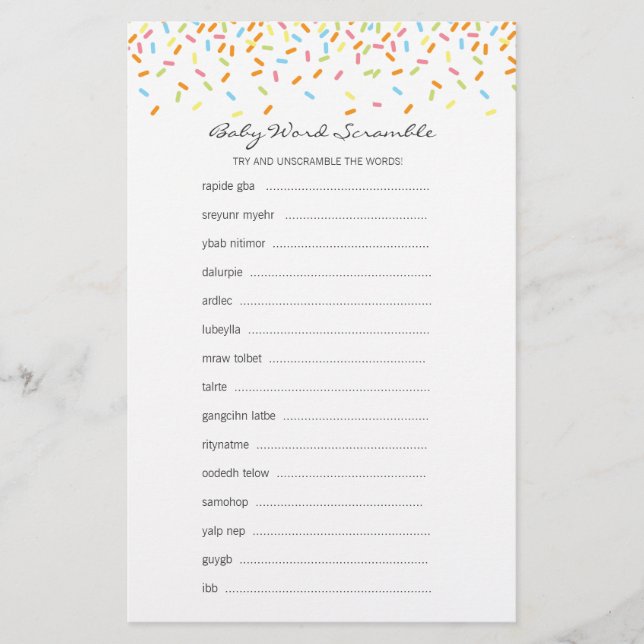 Söta Sprinkles Baby Ord-bildspel (Framsida)