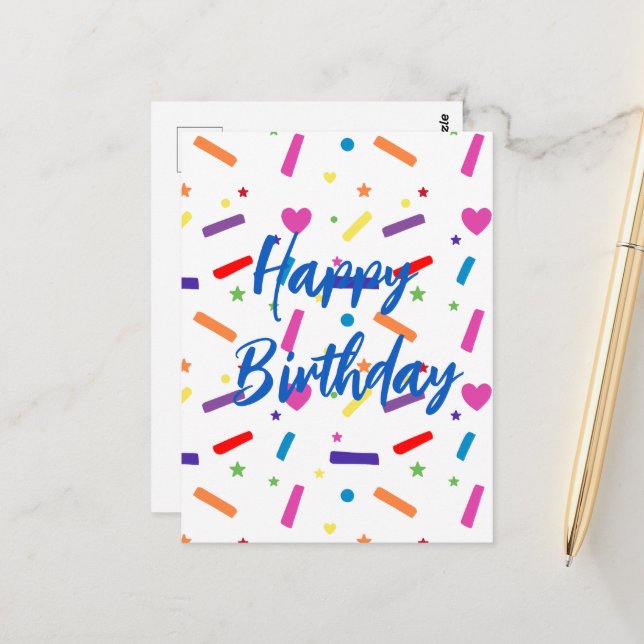 Söta sprinkles Födelsedagstema Vykort (Fram/Back In Situ)