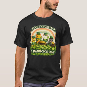 Söta St. Catricks dag Lucky Cats & Rainbow Mäns T Shirt