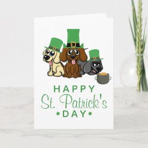 Söta St. Patricks Day hundar Leprechaun hattar Kort