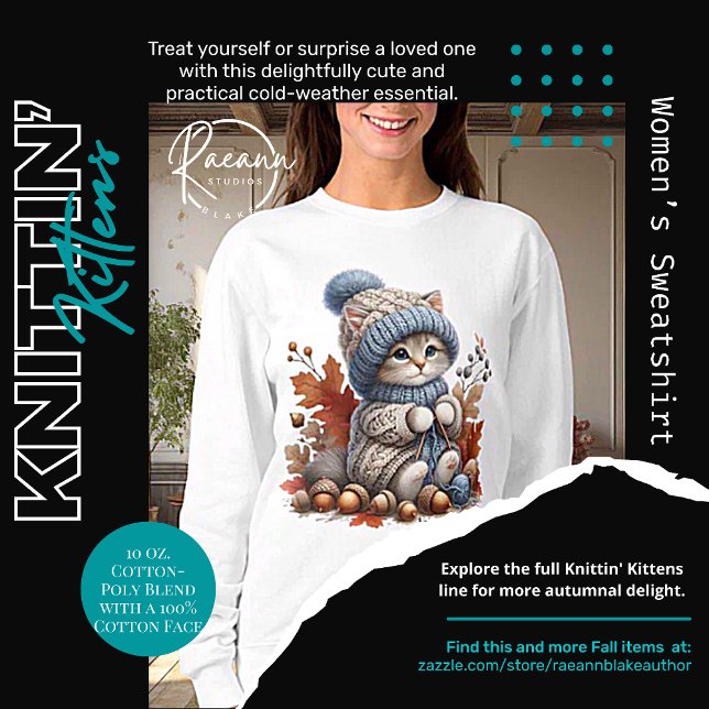 Söta stickande kattungar Dam-sweatshirt T Shirt (Skapare uppladdad)