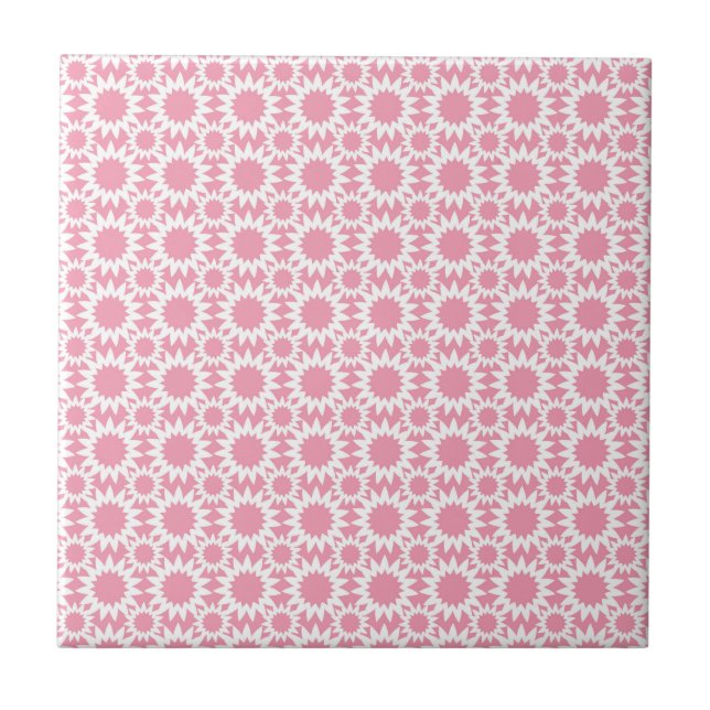 Söta stjärnblommor mönster rosa och vit kakelplatta (Framsidan)