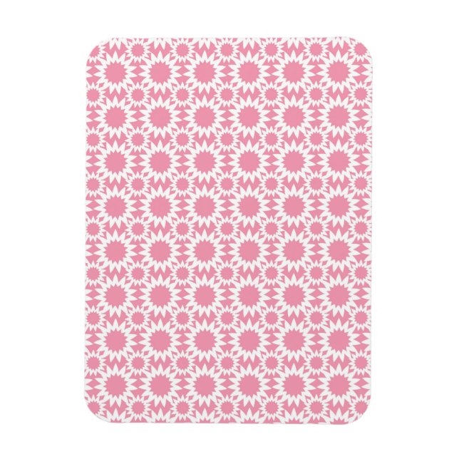 Söta stjärnblommor mönster rosa och vit magnet (Vertikal)
