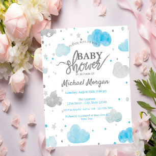 Söta stjärnor & moln Baby Shower Inbjudningar