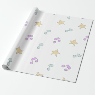 Söta stjärnor och musik noter mönster presentpapper