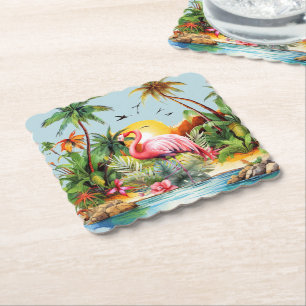 Söta strand rosa flamingo älskare underlägg papper