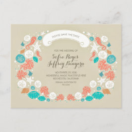 Söta strandbröllop Spara datum vykort