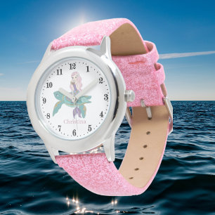 Söta strandens sjöjungfru fantasy add namn Watch Armbandsur