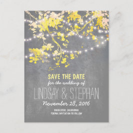 söta strängljus rustika save the date vykort