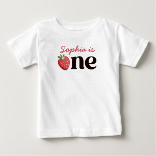 Söta Strawberry Girl 1-årsdag T Shirt
