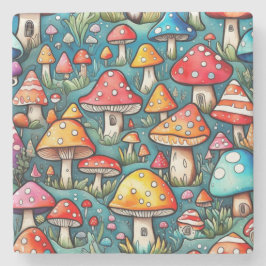 Söta svamp-blad cottage core design stenunderlägg