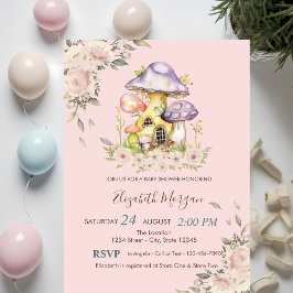 Söta Svampblommor Baby Shower Inbjudningar
