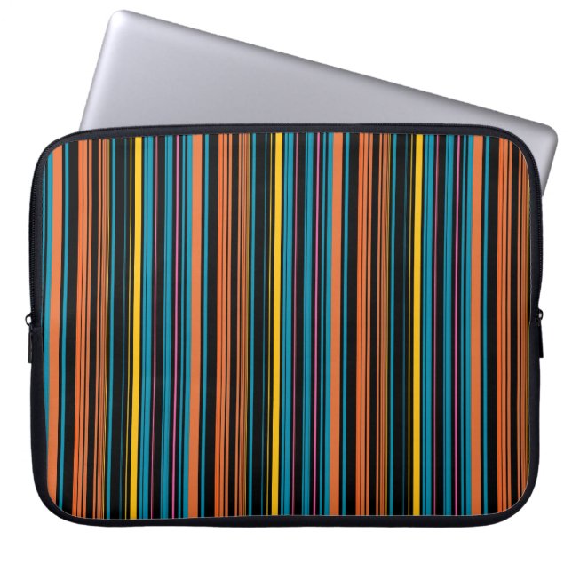 Söta svarta blåa ränder laptop fodral (Framsidan)