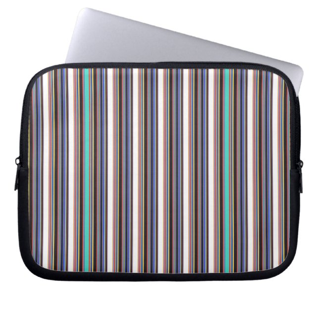 Söta svarta blåa ränder laptop fodral (Framsidan)