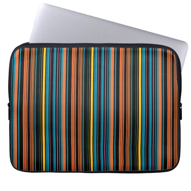 Söta svarta blåa ränder laptop fodral (Framsidan)