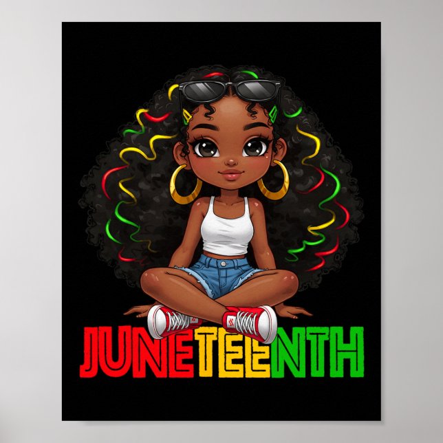 Söta svarta flickor Juneteenth firar 1865 barn  Poster (Framsidan)