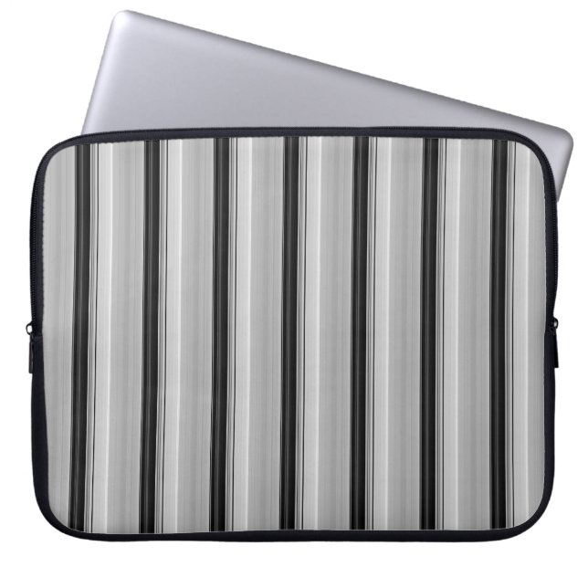 Söta svarta gråa ränder laptop fodral (Framsidan)