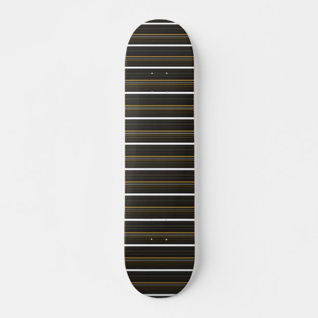 Söta svarta gula ränder mini skateboard bräda 18,5 cm (Framsida)