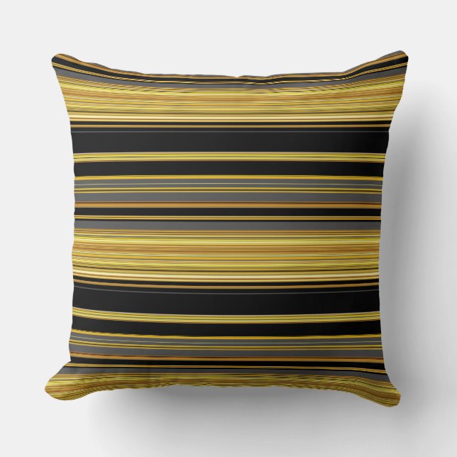 Söta svarta gyllene ränder kudde (Framsida)