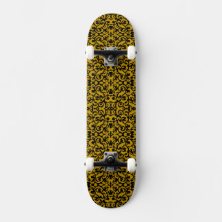 Söta svarta gyllene sömlösa blommönster mini skateboard bräda 18,5 cm