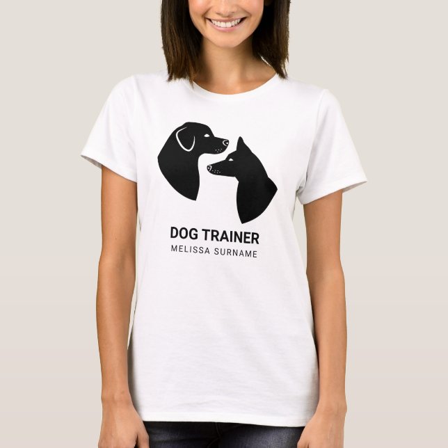 Söta svarta hundhuvuden silhuetter - hundtränare t shirt (Framsida)