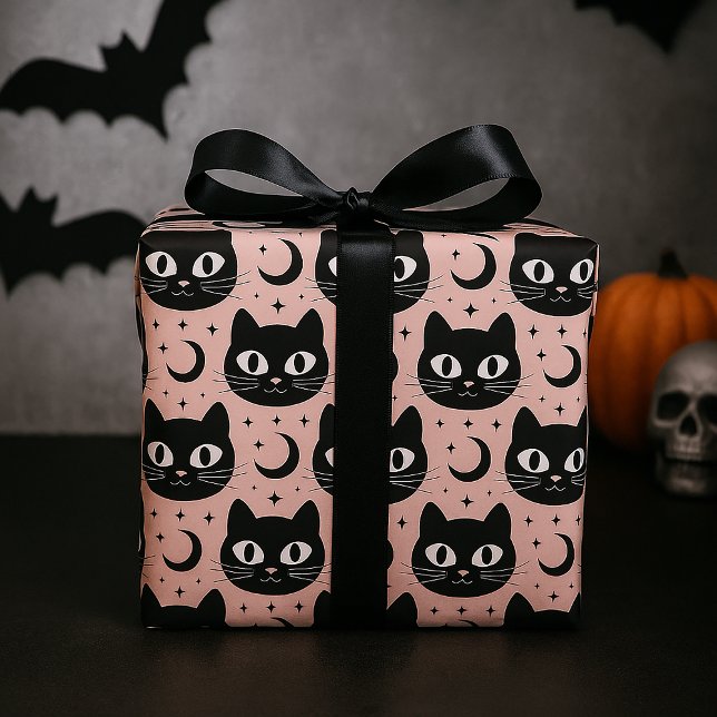 Söta svarta katter & Celestial Halloween Presentpapper (Skapare uppladdad)
