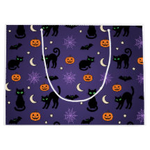 Söta svarta katter pumpor lila Halloween presentvä