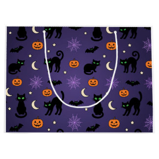 Söta svarta katter pumpor lila Halloween presentvä