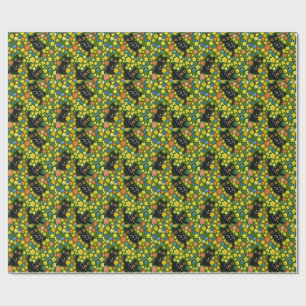 Söta svarta katters blomsterängsmönster presentpapper