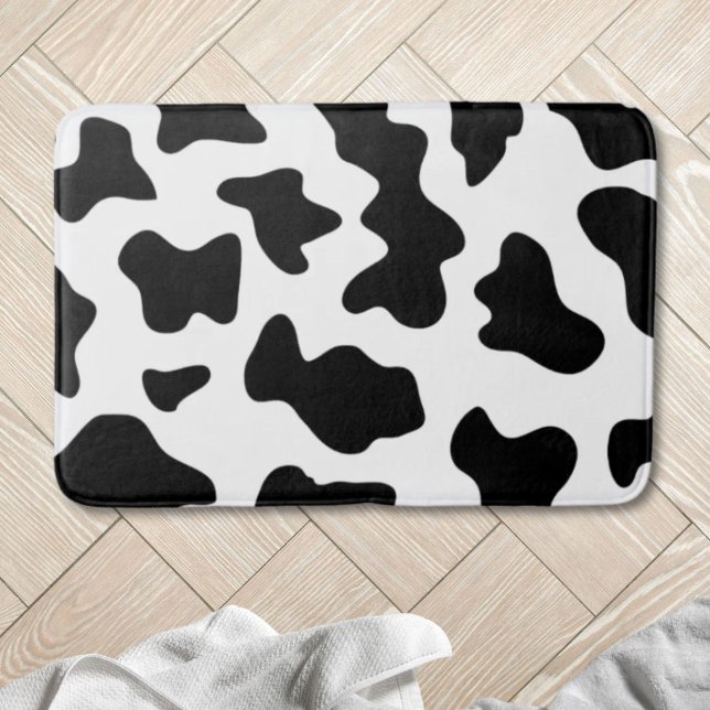 Söta svarta och vita mjölkkor badrumsmatta (cute black and white farm dairy cow print bath mat)