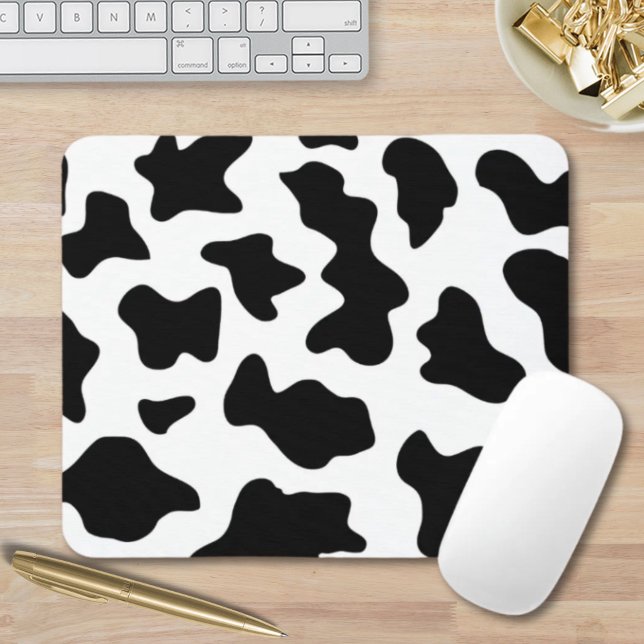 Söta svarta och vita mjölkkor musmatta (cute black and white farm dairy cow print mouse pad)