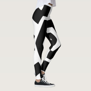 Söta svarta och vita ränder modern träning leggings