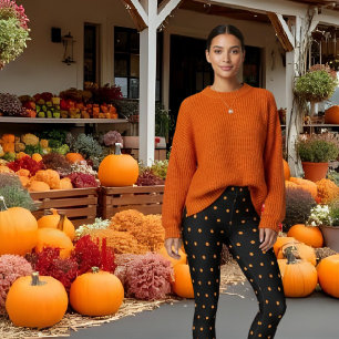Söta svarta orange prickar Mönster Leggings