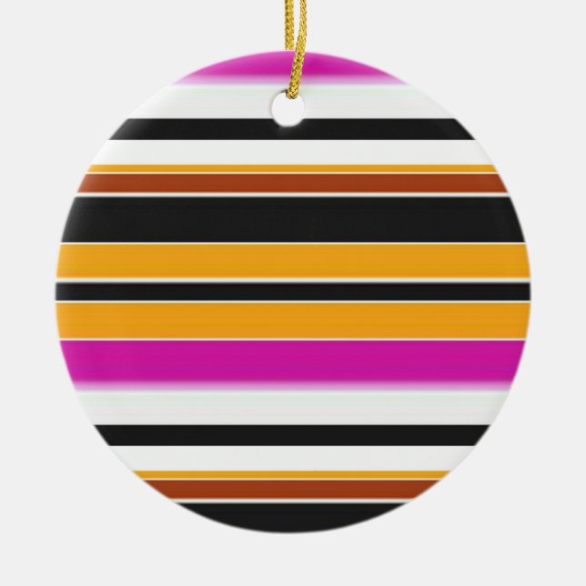 Söta svarta orangea ränder julgransprydnad keramik (Framsidan)