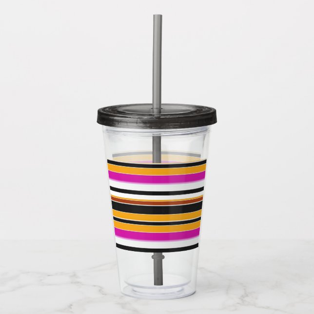 Söta svarta orangea ränder take away mugg (Framsida)