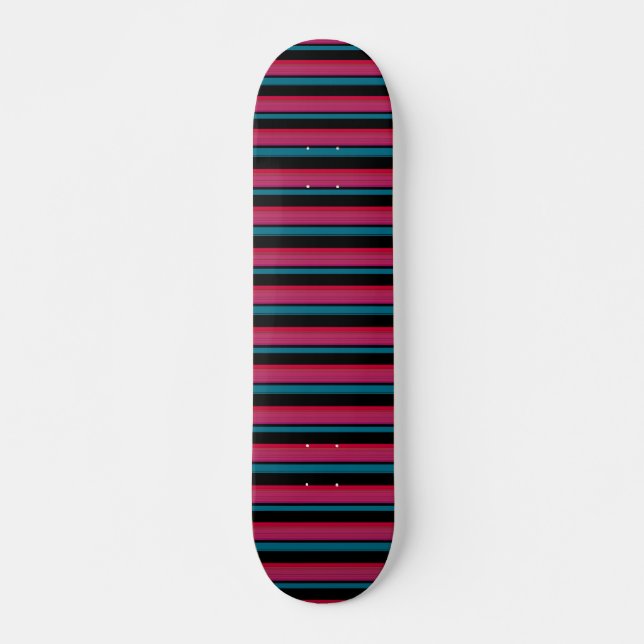 Söta svarta rosa ränder mini skateboard bräda 18,5 cm (Framsida)