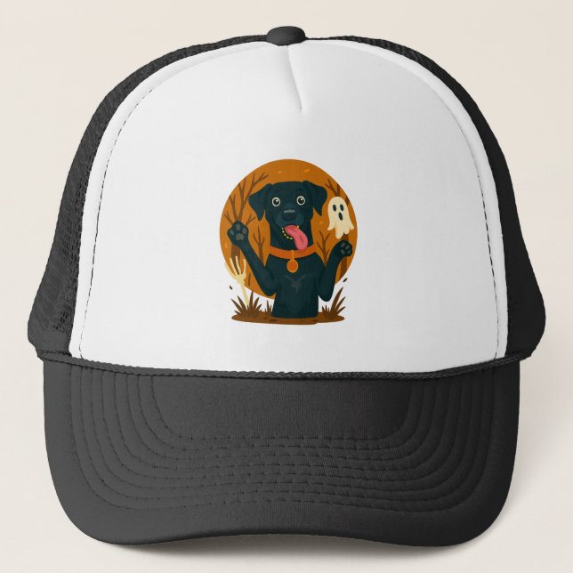 Söta svarta spökhund keps (Framsida)